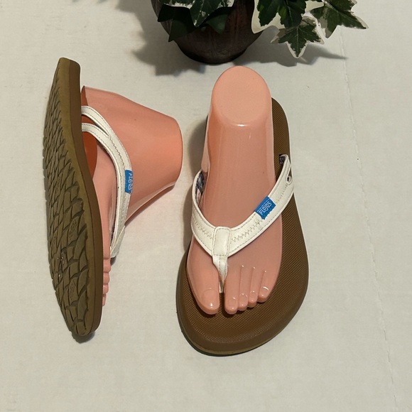 Flojos Blue and White Striped Sandals - Picture 2 of 6